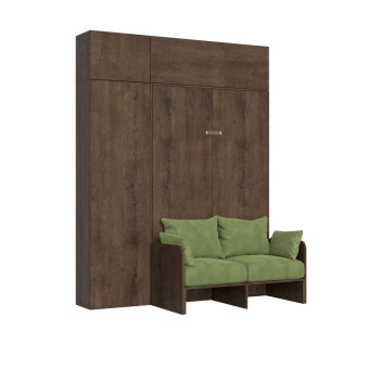 Mod.Kentaro 1 a půl čtvercová postel s pohovkou 120 - Kentaro 1 a půl skládací postel 120 s pohovkou a nábytkem v barvě bílého jasanu a zelené