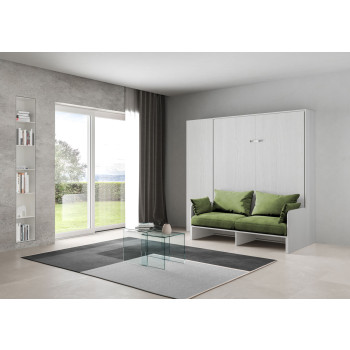 Mod. Kentaro manželská postel 160 s pohovkou - Skládací manželská postel Kentaro 160 s pohovkou a sloupkem v barvě jasanově bílá, zelená