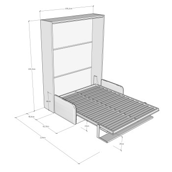 Mod. Versia French 140 s pohovkou a policí - Francouzská rozkládací manželská postel 140 Versia s pohovkou a hliněnou policí