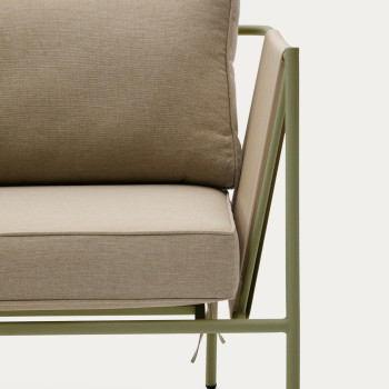 Venkovní křeslo Zivia z ecru lana a zelené pozinkované oceli
