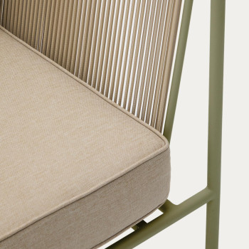 Venkovní křeslo Zivia z ecru lana a zelené pozinkované oceli