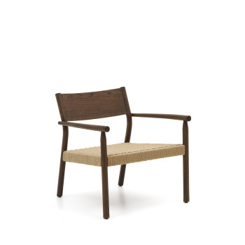 Křeslo Yalia z masivního dubového dřeva FSC 100% s ořechovou povrchovou úpravou a sedákem z papírové šňůry