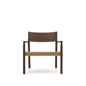 Křeslo Yalia z masivního dubového dřeva FSC 100% s ořechovou povrchovou úpravou a sedákem z papírové šňůry