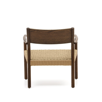 Křeslo Yalia z masivního dubového dřeva FSC 100% s ořechovou povrchovou úpravou a sedákem z papírové šňůry