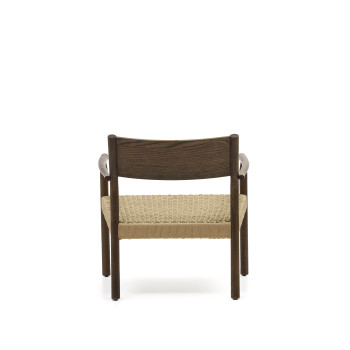 Křeslo Yalia z masivního dubového dřeva FSC 100% s ořechovou povrchovou úpravou a sedákem z papírové šňůry