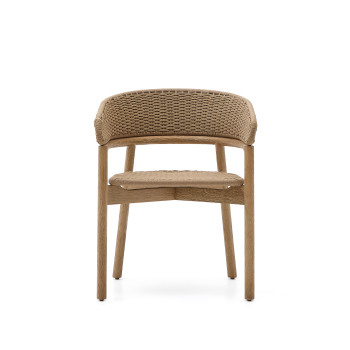 Židle Arinella z masivního akáciového dřeva s přírodní povrchovou úpravou a 100% FSC béžovým lanem