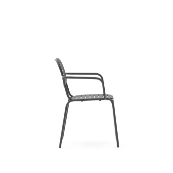 Stohovatelná venkovní židle Brai s pozinkovanými ocelovými područkami