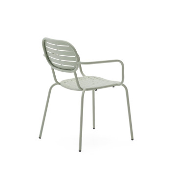 Stohovatelná venkovní židle Brai s područkami z tmavě šedé pozinkované oceli