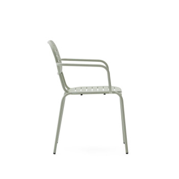 Stohovatelná venkovní židle Brai s područkami z tmavě šedé pozinkované oceli