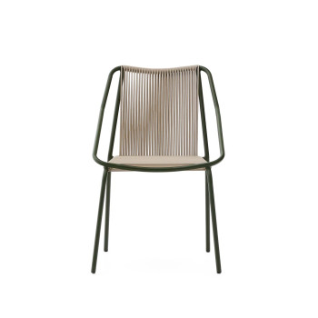 Venkovní židle Zivia z ecru lana a zelené pozinkované oceli