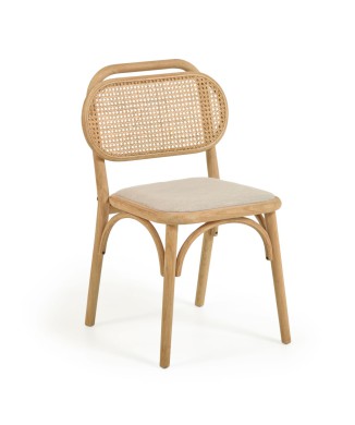 Židle Doriane z masivního dubového dřeva s přírodní povrchovou úpravou a látkovým sedákem