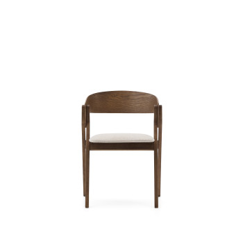 Židle Godia z jasanové dýhy s povrchovou úpravou wenge a béžovým chenillem