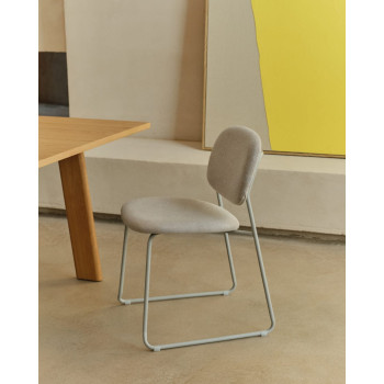 Židle Meli v béžovém žinylku s béžovým kovovým rámem FSC Mix Credit