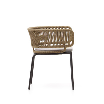 Židle Nadin z béžového lana a s nohami z pozinkované oceli
