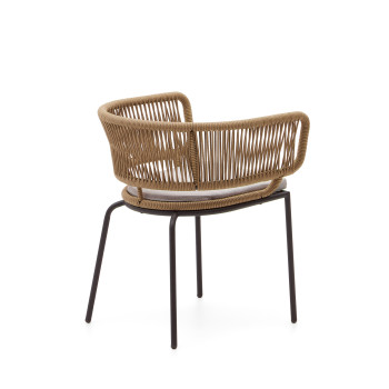 Židle Nadin z béžového lana a s nohami z pozinkované oceli