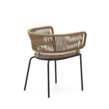 Židle Nadin z béžového lana a s nohami z pozinkované oceli