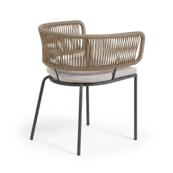 Židle Nadin s béžovým lanem a nohami z pozinkované oceli a nohami z pozinkované oceli