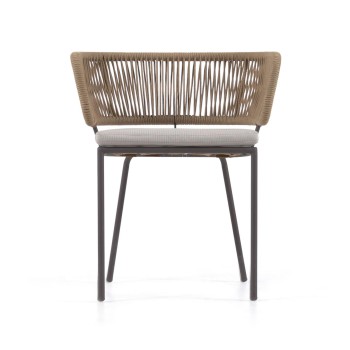 Židle Nadin s béžovým lanem a nohami z pozinkované oceli a nohami z pozinkované oceli