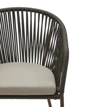 Židle Yanet ze zeleného lana s nohami z pozinkované oceli