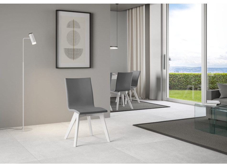 Židle - Židle Trudy s bílými nohami a šedým polštářem 11