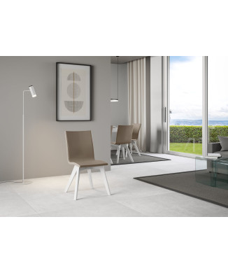 Židle - Židle Trudy s bílými nohami a holubě šedým polštářem, 52 cm