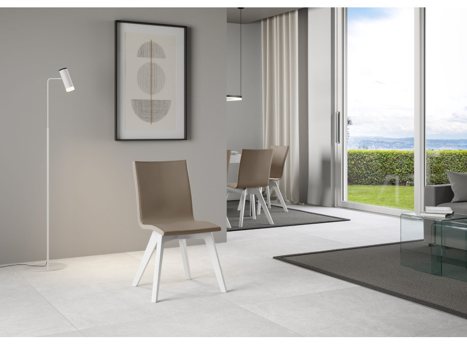 Židle - Židle Trudy s bílými nohami a holubě šedým polštářem, 52 cm