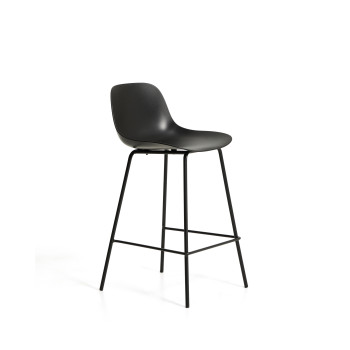 Barová stolička Altea v černé barvě s černými ocelovými nohami a černou povrchovou úpravou 65 cm
