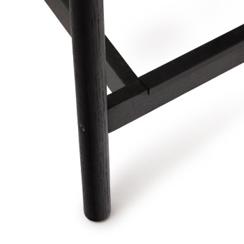 Stolička Yalia s opěradlem z masivního dubu s černou povrchovou úpravou a 6cm lanovým sedákem