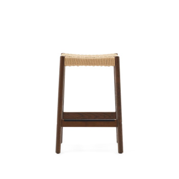 Stolička Yalia z masivního dubového dřeva s ořechovou a lanovou úpravou, výška 65 cm, FSC 100%