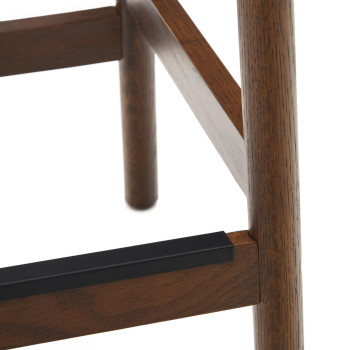 Stolička Yalia z masivního dubového dřeva s ořechovou a lanovou úpravou, výška 65 cm, FSC 100%