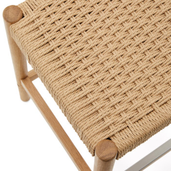 Stolička Yalia z masivního dubového dřeva s přírodní povrchovou úpravou a lanem, výška 65 cm, FSC 100%