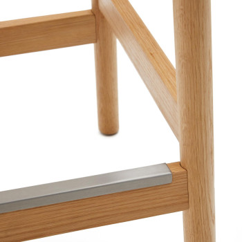 Stolička Yalia z masivního dubového dřeva s přírodní povrchovou úpravou a lanem, výška 65 cm, FSC 100%