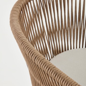 Taburetka Yanet z béžového lana, výška 80 cm