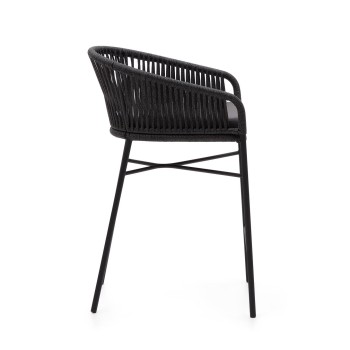 Stolička Yanet z černého lana, výška 65 cm, černá, výška 65 cm