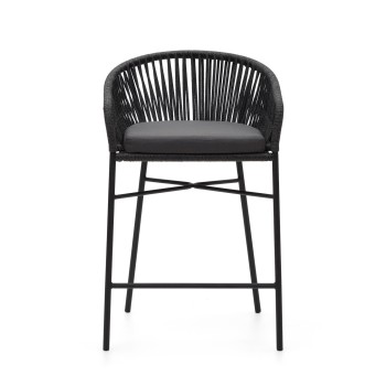 Stolička Yanet z černého lana, výška 65 cm, černá, výška 65 cm