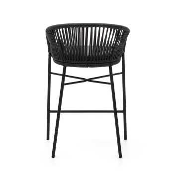 Stolička Yanet z černého lana, výška 65 cm, černá, výška 65 cm