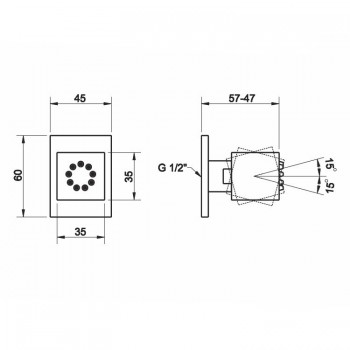 20172 Nastavitelná boční sprchová hlavice GESSI