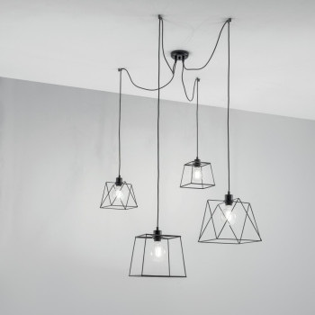 BROOKLYN POLYGONÁLNÍ ZÁVĚSNÉ SVÍTIDLO ČERNÉ 4XE27 250CM
