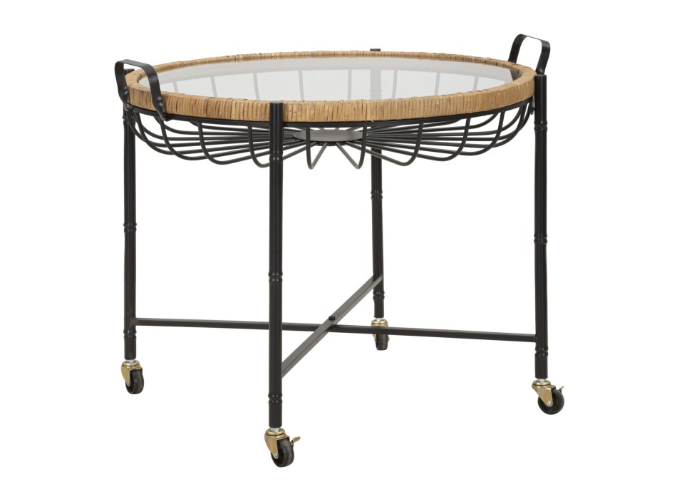 Stůl Cebu se sklem a kolečky