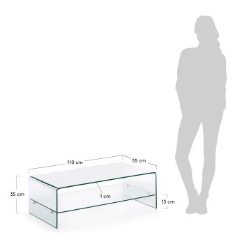 Konferenční stolek Burano 110 x 55 cm průhledný