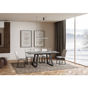 Stůl Bernadette - Rozkládací stůl 90x120/180 cm Bernadette s rámem z bílého jasanu a antracitové barvy