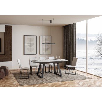 Stůl Bernadette - Rozkládací stůl 90x120/180 cm Bernadette s rámem z bílého jasanu a antracitové barvy