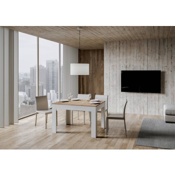 Bibi Stůl - Rozkládací stůl 90x120/180 cm Bibi Mix s bílou vrchní deskou Spatula a antracitovou podnoží Spatula