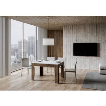 Bibi Stůl - Rozkládací stůl 90x120/180 cm Bibi Mix s bílou vrchní deskou Spatula a antracitovou podnoží Spatula