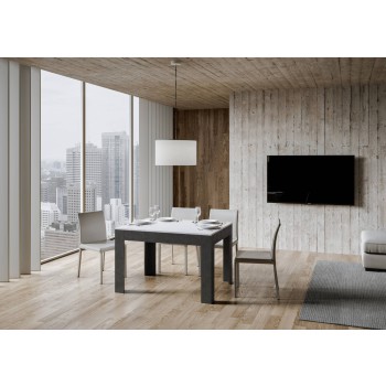 Bibi Stůl - Rozkládací stůl 90x120/180 cm Bibi Mix s bílou vrchní deskou Spatula a antracitovou podnoží Spatula