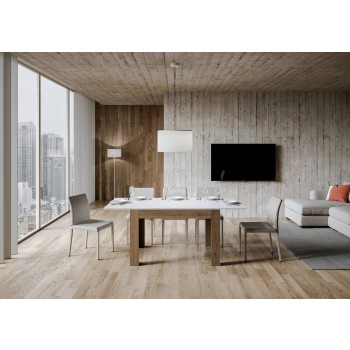 Bibi Stůl - Rozkládací stůl 90x120/180 cm Bibi Mix s bílou vrchní deskou Spatula a antracitovou podnoží Spatula