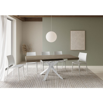 Úřednický stůl s bílými nohami D.90 - Rozkládací stůl 90x90/194 cm Úřednický stůl s deskou z bílého jasanu - bílé nohy