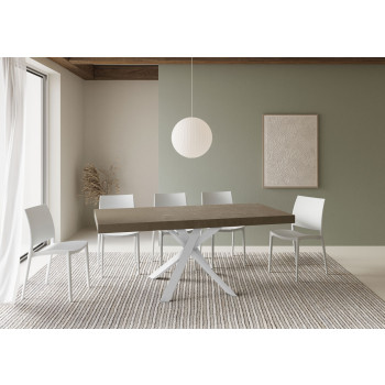 Stůl Clerk Premium s bílými nohami D.90 - Rozkládací stůl 90x90/194 cm Clerk Premium s deskou z bílého jasanu - Bílé nohy