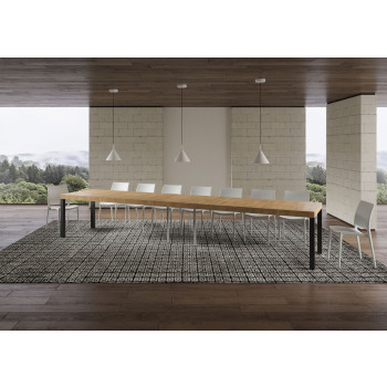 Stůl Everyday Premium s antracitovými nohami D.90 - Rozkládací stůl 90x160/420 cm Everyday Premium Bílý jasan s antracitovými nohami