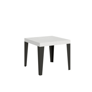 Stůl Flame s antracitovými nohami D.90 - Rozkládací stůl 90/246x90 cm Flame bílý jasan s antracitovými nohami